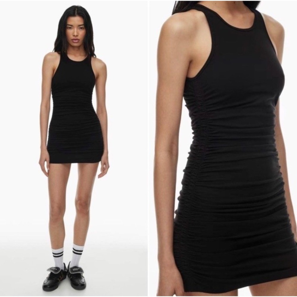 Black Aritzia TNA Chill Malibu Ruched Bodycon Dress‎